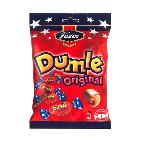 Fazer Dumle Original Soft Toffee Covered With Milk Chocolate 220g Bag (Pack of 2) logo