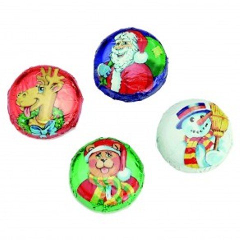 Foiled Solid Milk Chocolate Christmas Discs (1 Lb – Approx. 65 Pcs) logo