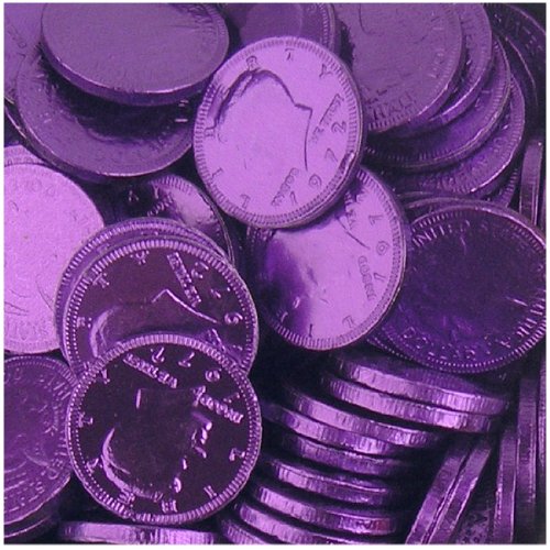 Fort Knox Metallic Foiled Milk Chocolate Deep Purple Large Coins In 1 Lb. Mesh Bag logo