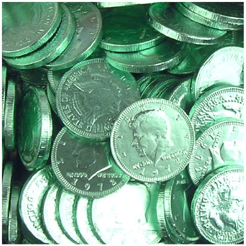 Fort Knox Metallic Foiled Milk Chocolate Seafoam Green Large Coins In 1 Lb. Mesh Bag logo