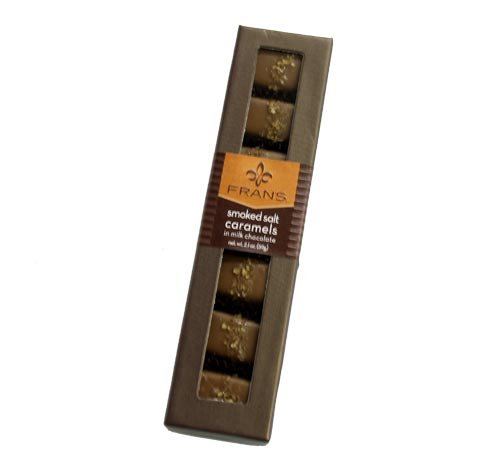 Fran’s Chocolates Smoked Salt Caramels In Milk Chocolate – 7 Piece Box logo