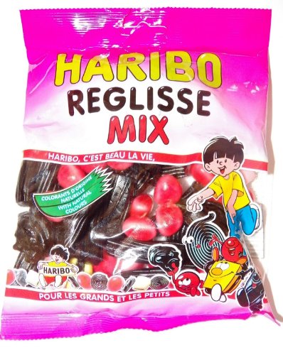 French Favorite Haribo Reglisse, Dragibus & Music Mix Jelly Beans/licorice 300 G Good Gift For Good Day logo