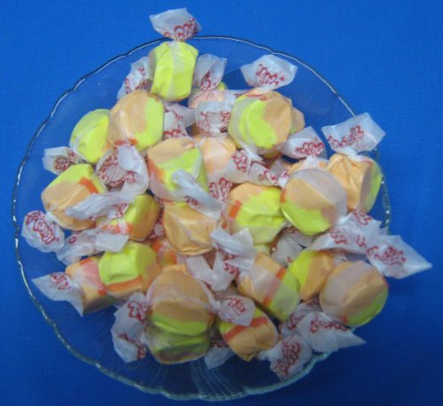 Fresh Apricot Flavored Taffy Town Salt Water Taffy 1 Pound logo