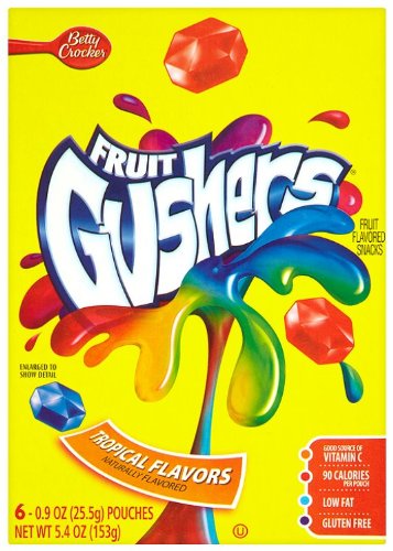 Fruit Gushers Fruit Flavored Snacks, Tropical Flavors, 6-count Pouches (Pack of 6) logo