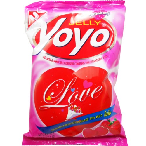 Gelatin Gummy Jelly Candy Strawberry Juice Snack Net Wt 80 G ( 2.82 Oz ) Yo-yo Brand X 2 Bags logo