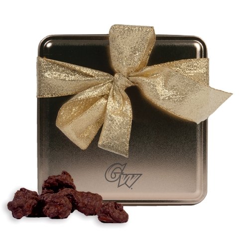 George Washington Decadent Chocolate Clusters Gold Medium Tin ‘gw Engraved’ logo