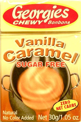 Georgies Chewy Vanilla Caramel Bonbons (one Box) Sugar Free Candy 1.05 Oz (30 G) Box logo