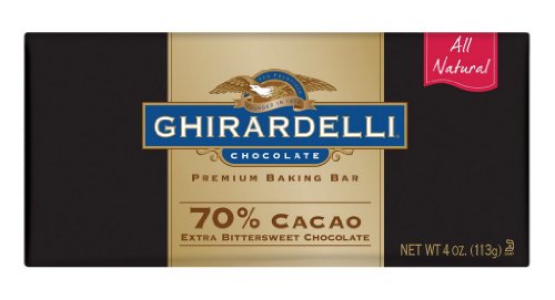 Ghirardelli Chocolate Baking Bar, 70% Cacao Extra Bittersweet Chocolate, 4 ounce Bars (Pack of 6) logo