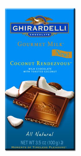 Ghirardelli Chocolate Gourmet Milk Bar, Coconut Rendezvous, 3.5 ounce Bars (Pack of 6) logo