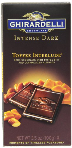 Ghirardelli Chocolate Intense Dark Bar, Toffee Interlude, 3.5 ounce Bars (Pack of 6) logo