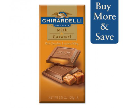 Ghirardelli Chocolate Milk & Caramel Filled Chocolate Bar, 3.5 Oz logo