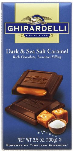 Ghirardelli Chocolate Squares Bar, Dark and Sea Salt Caramel, 3.5 ounce (Pack of 12) logo