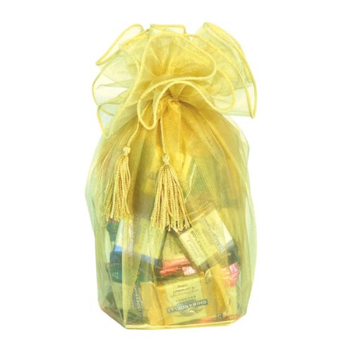 Ghirardelli Chocolate Yellow Organza Wrapped 80 Count Squares Chocolates Gift Bag, 80 Pcs. logo