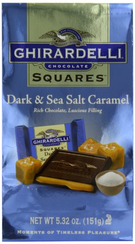 Ghirardelli Dark and Caramel Sea Salt, Chocolate Squares, 5.32 ounce Bag (Pack of 4) logo