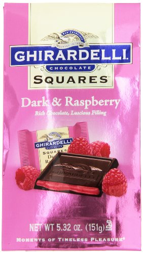 Ghirardelli Dark and Raspberry Squares Stand Up Bag, 5.32 Ounce logo