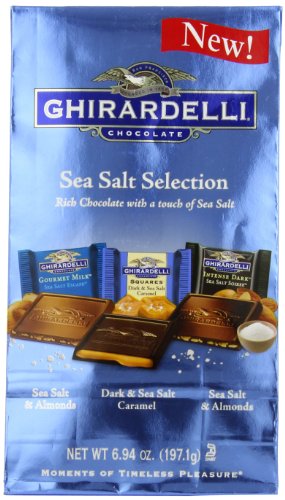 Ghirardelli Squares Sea Salt Assorted (dark and Caramel, Dark Soiree, Milk Sea Salt), 6.94 ounce Package logo
