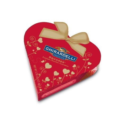 Ghirardelli Valentine’s Chocolate Squares Premium Chocolate 3.78 ounce Red Heart Box logo