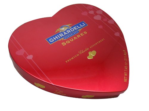 Ghirardelli Valentine’s Chocolate Squares, Premium Chocolate Assortment, 7.45 ounce Red Heart Tin logo