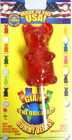 Giant Gummi Bear – On A Stick – Cherry-1 Bear logo