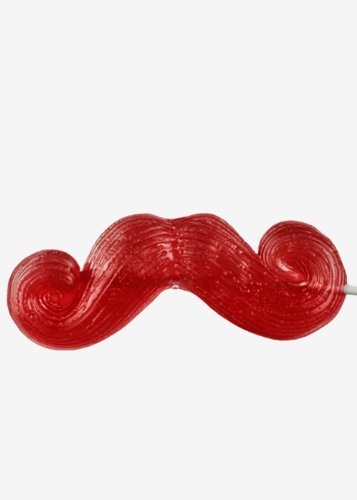 Giant Gummy Mustache Lollipop (on A Stick)- Cherry logo