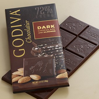 Godiva 72% Dark Almonds Bar 100g (5-pack) logo