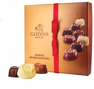 Godiva Box Of Assorted Belgian Chocolates, Gourmet Milk, Dark, and White Chocolate logo