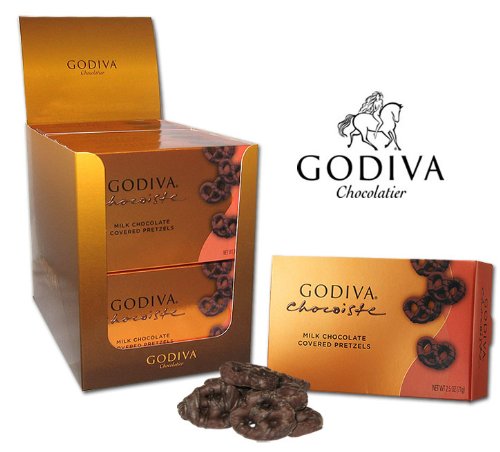 Godiva Chocoiste Milk Chocolate Covered Mini Pretzels 2.5 Oz Box (Pack of 3) logo