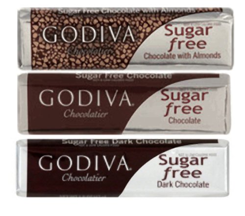 Godiva Chocoiste Sugar Free Chocolate Bar Milk, Dark & Milk With Almonds 6 Pack Assortment logo