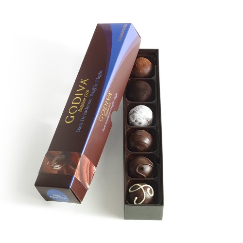 Godiva Chocolatier Dark Decadence Truffle Flight 6 Pieces logo