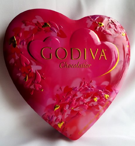 Godiva Chocolatier Gourmet Dark and Milk Chocolate Truffles and Caramels Heart Tin logo