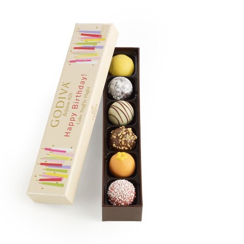 Godiva Chocolatier Happy Birthday Cake Truffle Flight 6 Pieces logo