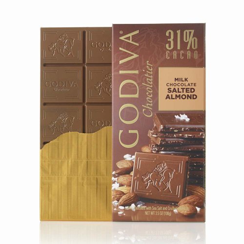 Godiva Chocolatier Large 31% Milk Chocolate Salted Almond Bar logo