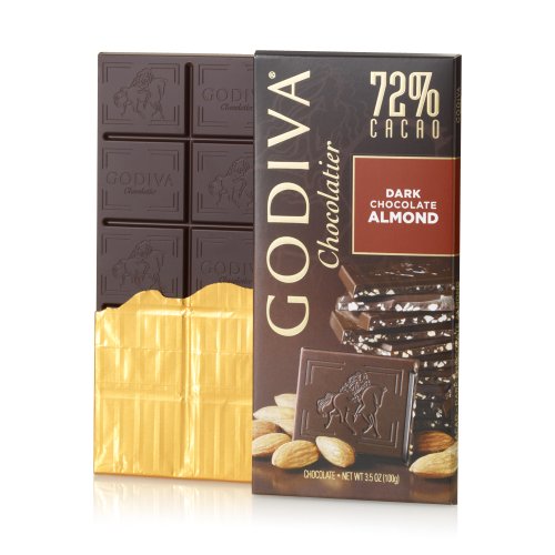 Godiva Chocolatier Large 72% Dark Chocolate With Almond Bar logo