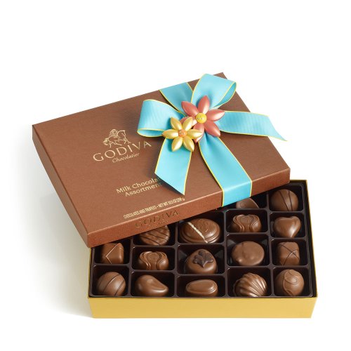 Godiva Chocolatier Milk Chocolate Gift Box Spring Ribbon 22 Pieces logo