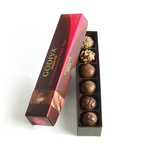 Godiva Chocolatier Milk Chocolate Lovers Truffle Flight 6 Pieces logo
