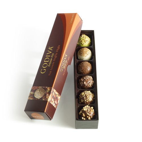 Godiva Chocolatier Nut Lovers Truffle Flight 6 Pieces logo