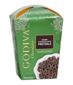 Godiva Holiday Dark Chocolate Pretzels 12oz logo