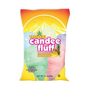 Gold Medal Candee Fluff Tropical Fruit Prepackaged Cotton Candy – 24ct Case logo