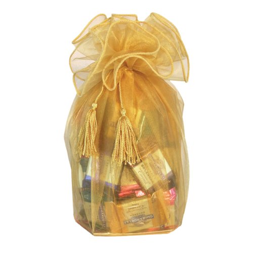 Gold Organza Wrapped Squares Chocolates Gift Bag – 80 Count logo