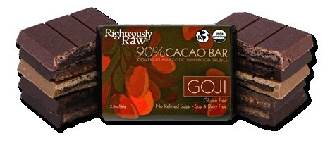 Gourmet Organic Raw Chocolate Bars – Goji Berry Truffle Center – 90% Raw Dark Chocolate (06/2.3 Oz Bar) logo