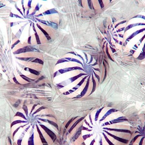 Grape Sassy Spheres Purple & White Striped Candy Balls 1lb Bag logo