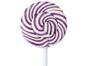 Grape Squiggly Pops Petite Purple & White Swirled Lollipops 48 Piece Box logo