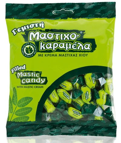 Greek Mastic Candy Filled With Mastic Cream, Bag 200g logo