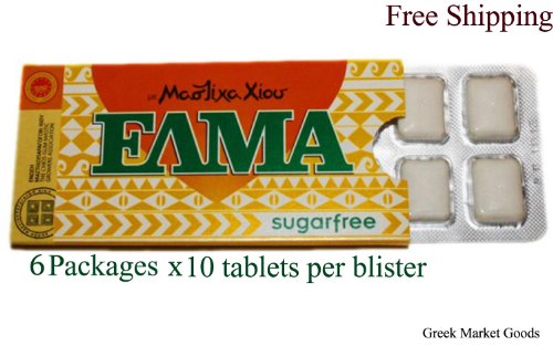 Greek Mastic Chewing Gum Elma Sugar Free (6pcs X 10 Tablets) logo