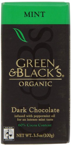 Green & Black’s Chocolate Bar – 60% Dark With Mint, 3.5 ounce (Pack of 5) logo