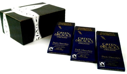 Green & Black’s Organic 60% Dark Chocolate With Currants & Hazelnuts, 3.5 Oz Bars In A Gift Box (Pack of 3) logo