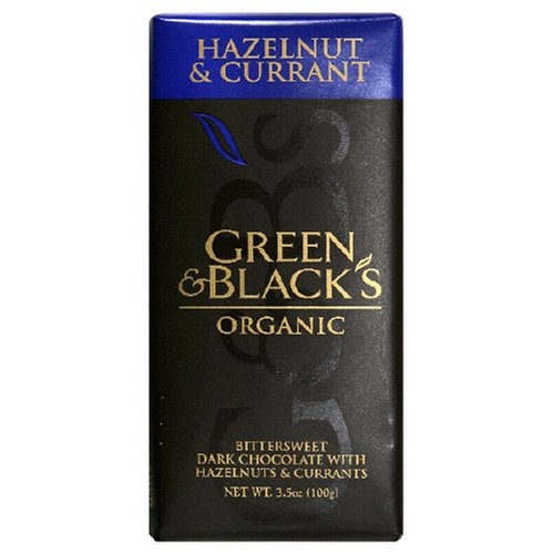 Green & Black’s Organic Bittersweet Dark Chocolate Bar, Currant and Hazelnut, 3.5 ounce Bars (Pack of 10) logo