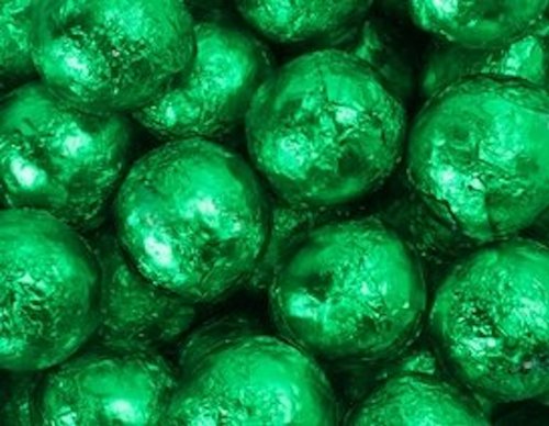 Green Foiled Milk Chocolate Balls 5lb Bag logo