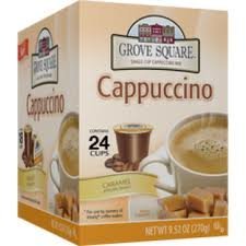 Grove Square Caramel Cappuccino 96 Single Serve Cups logo