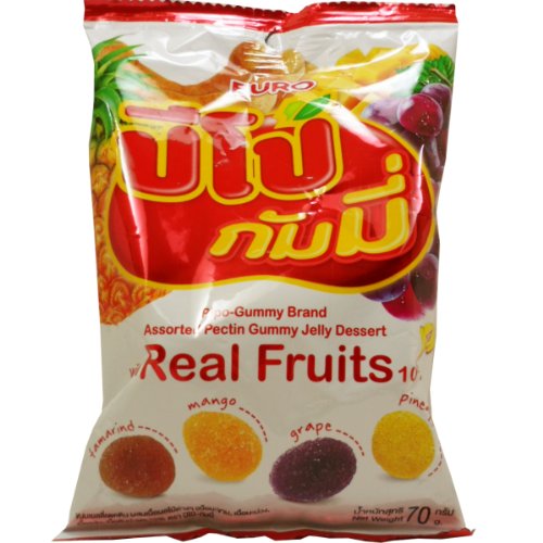 Gummy Jelly Candy Dessert Snack Assorted Real Fruit Tamarind Mango Grape Pineapple Net Wt 70 G (2.47 Oz) Euro Pipo Brand X 2 Bags logo